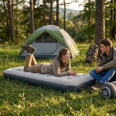 MATERAC FLOKOWANY 1-OSOBOWY CLOUDCOIL SZARY 191x73x22CM 24637