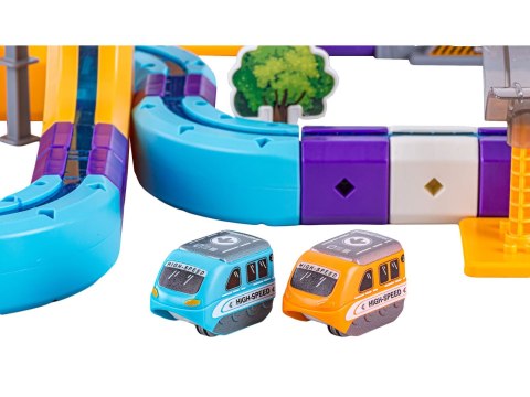 Tor Magnetyczny Zjazd samochodowy Kolejka Zjeżdżalnia Pociąg Klocki Konstrukcyjne 128 el.