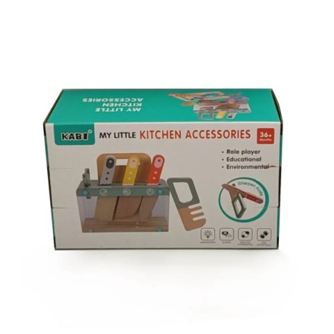 Drewniane akcesoria kuchenne dla dzieci 12 el. - Kabi 3+