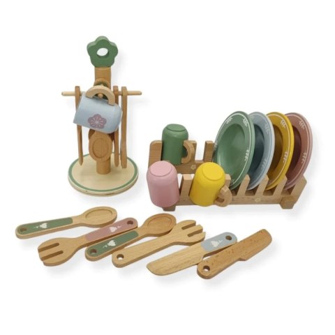 Drewniane naczynia dla dzieci z suszarką 4 os. - Kabi 3+