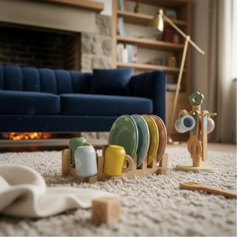 Drewniane naczynia dla dzieci z suszarką 4 os. - Kabi 3+