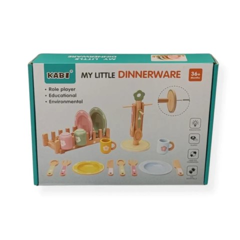 Drewniane naczynia dla dzieci z suszarką 4 os. - Kabi 3+