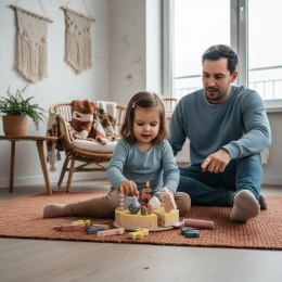 Drewniany tort urodzinowy 24 elementy z cyframi - Kabi 3+