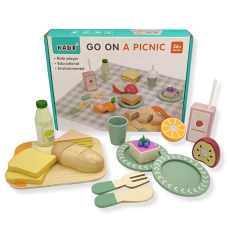 Drewniany zestaw piknikowy 16 elementów - Kabi od 3 lat