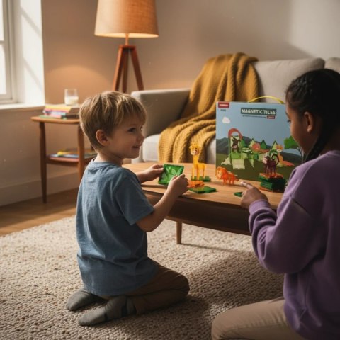 Klocki magnetyczne Dżungla 30 el. ze zwierzętami - X-Bida 3+