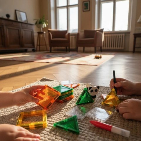 Klocki magnetyczne dla dzieci Window Art Dżungla 47 el. - X-Bida 3+