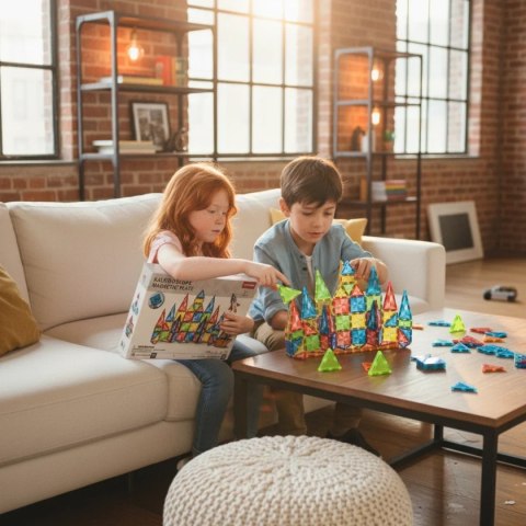 Klocki magnetyczne kalejdoskop 95 el. przezroczyste - X-Bida 3+