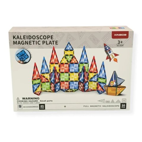 Klocki magnetyczne kalejdoskop 95 el. przezroczyste - X-Bida 3+