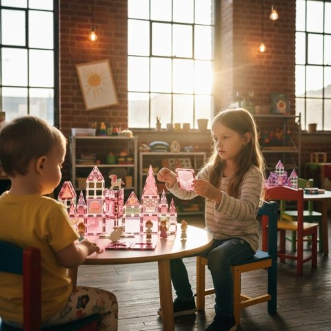 Klocki magnetyczne zamek księżniczki 37 el. - X-Bida 3+