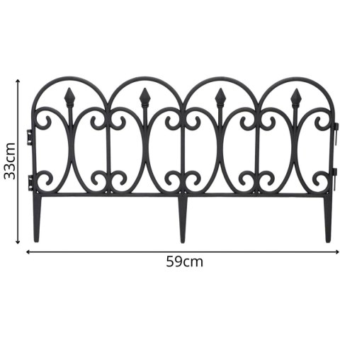 OGRODZENIE OGRODOWE PLASTIKOWE CZARNE 59x33CM 4 PANELE KINZO