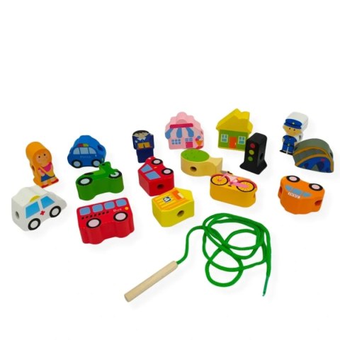 Drewniana nawlekanka dla dzieci Miasto 17 el. - Kabi 3+