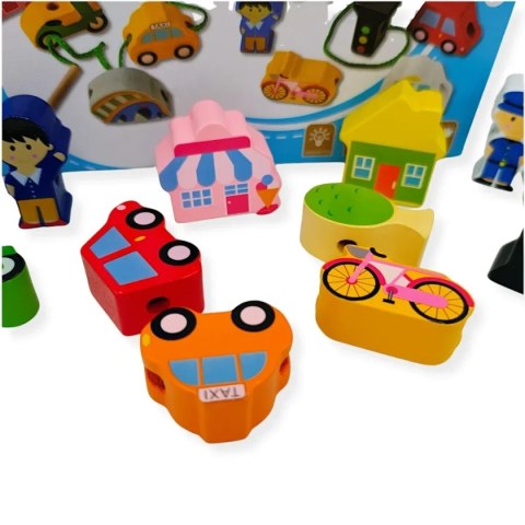 Drewniana nawlekanka dla dzieci Miasto 17 el. - Kabi 3+