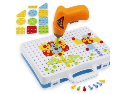 Edukacyjna Układanka,Puzzle,Klocki Kreatywna Mozaika, Wkrętarka 151 EL
