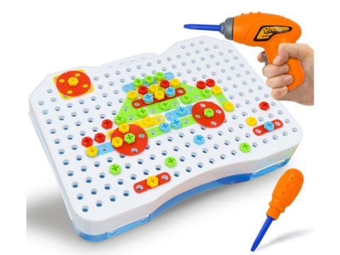 Edukacyjna Układanka,Puzzle,Klocki Kreatywna Mozaika, Wkrętarka 151 EL