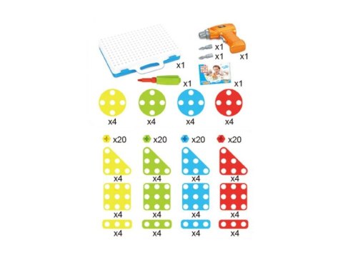 Edukacyjna Układanka,Puzzle,Klocki Kreatywna Mozaika, Wkrętarka 151 EL