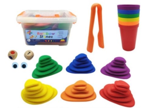 Kamyki kreatywne kolorowe układanka montessori 65 el.