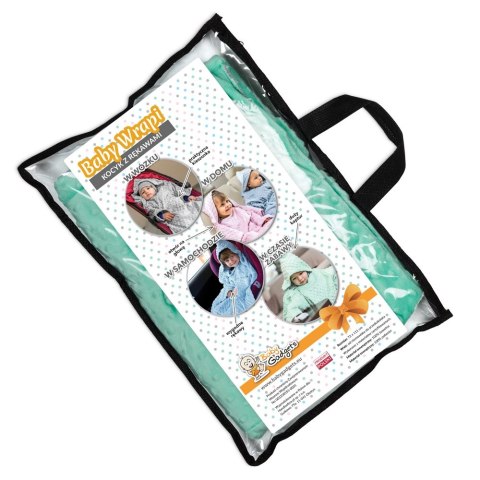 Kocyk zimowy Miętowy minky gruby koc z rękawkami