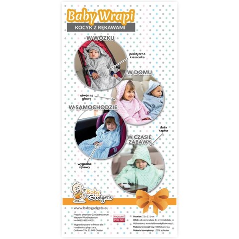 Kocyk zimowy Miętowy minky gruby koc z rękawkami