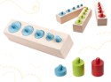 Odważniki cylindry drewniane gra układanka montessori kolorowe