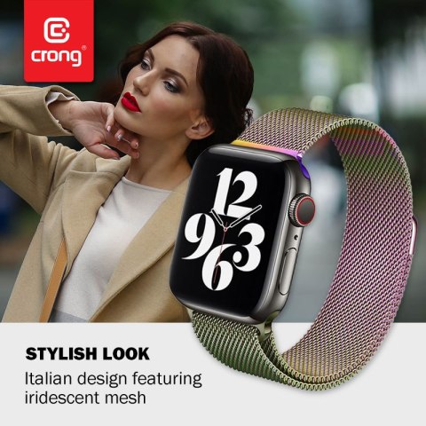 Crong Milano Steel - Pasek ze stali nierdzewnej do Apple Watch 38/40 mm (opalizujący)