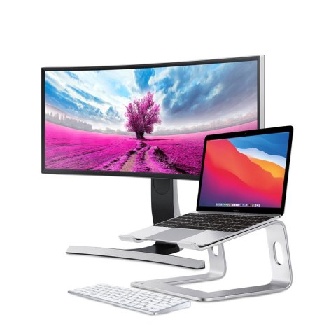 Crong AluBench - Aluminiowy stojak pod laptopa (srebrny)