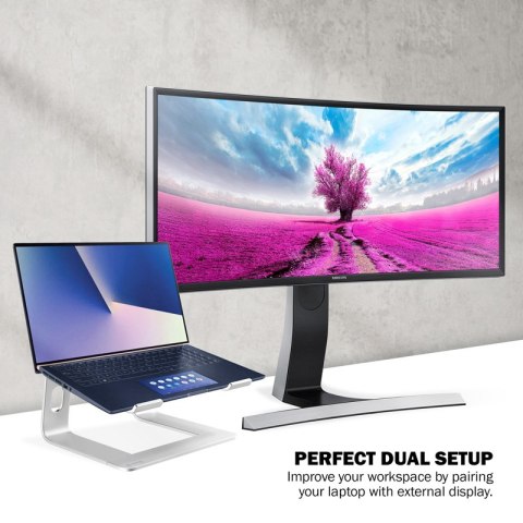 Crong AluBench - Aluminiowy stojak pod laptopa (srebrny)