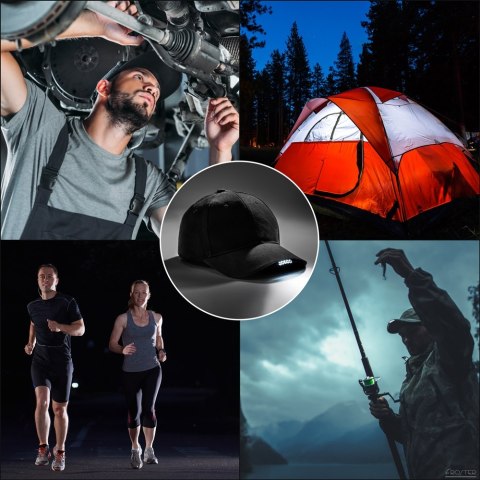 Czapka LED z daszkiem dla biegacza latarka sport