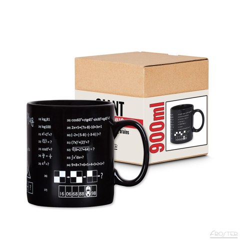 Gigantyczny Kubek Geniusza z zadaniami matematyka