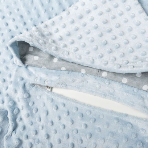 Kocyk zimowy Błękitny minky gruby koc z rękawkami