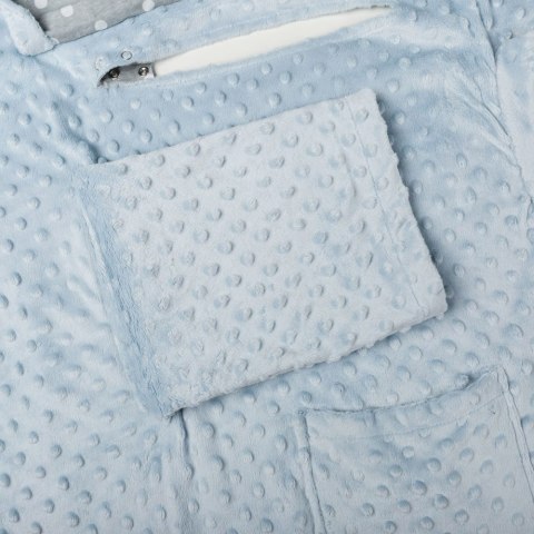 Kocyk zimowy Błękitny minky gruby koc z rękawkami