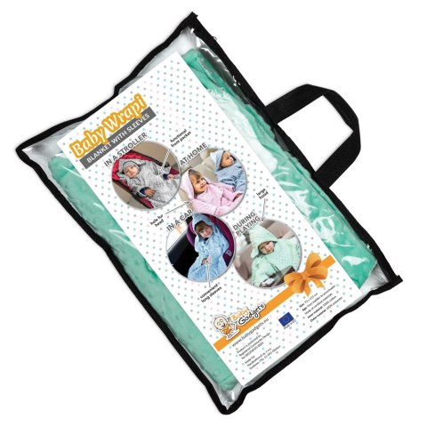 Kocyk zimowy Błękitny minky gruby koc z rękawkami