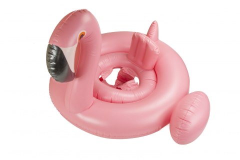 Kółko do pływania dla niemowląt koło pontonik dla dzieci z siedziskiem kółko plażowe flaming max 20kg 1-3lata 60 cm