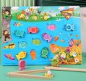 Gra drewniana rybki łowienie rybek na magnes pszczółki montessori