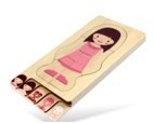 Puzzle drewniane warstwowe budowa ciała montessori dziewczynka