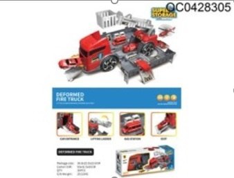 TIR laweta ciężarówka samochód transporter naczepa 2w1 parking resoraki straż pożarna 2 auta czerwone