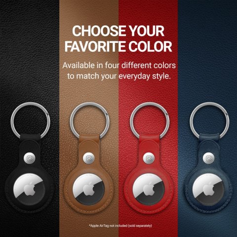 Crong Leather Case with Key Ring - Skórzany brelok do Apple AirTag (czarny)