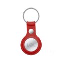 Crong Leather Case with Key Ring - Skórzany brelok do Apple AirTag (czerwony)