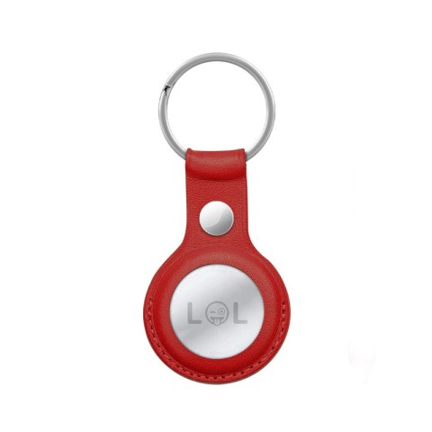 Crong Leather Case with Key Ring - Skórzany brelok do Apple AirTag (czerwony)