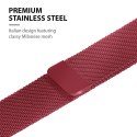 Crong Milano Steel - Pasek ze stali nierdzewnej do Apple Watch 38/40 mm (czerwony)