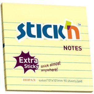 KARTECZKI SAMOPRZYLEPNE STICK&#039;N 101 X 101 MM, JASNOŻÓŁTY