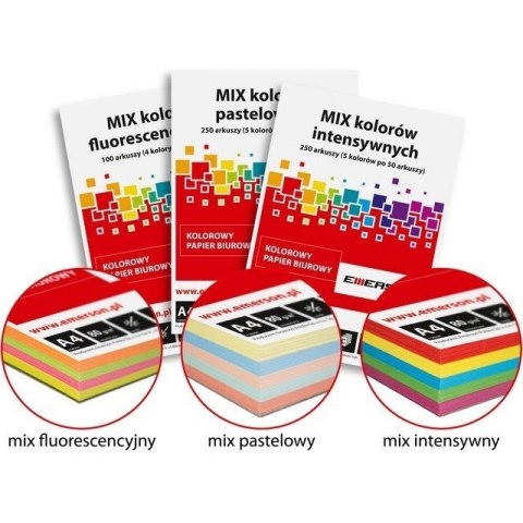 PAPIER EMERSON A4/80 G FLUORESCENCYJNY 25 X 4 KOLORY