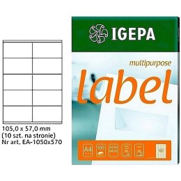 ETYKIETY A4 IGEPA 105 X 57.0 MM BIAŁE (100)