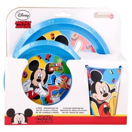 Mickey Mouse - Zestaw naczyń (talerzyk, miska, kubek 260 ml) (niebieski)