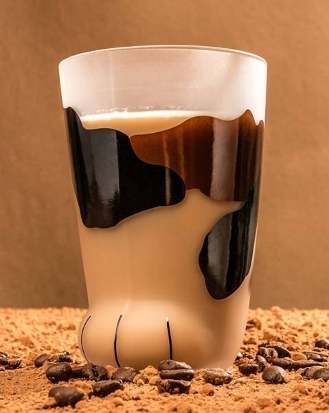 Szklanka KOCIA ŁAPKA czarno-brązowa