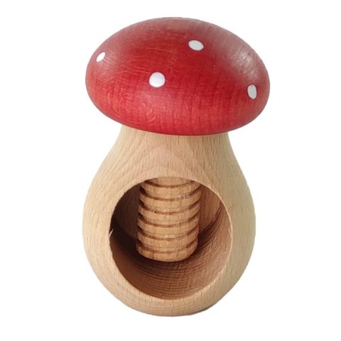 Drewniany dziadek do orzechów - grzybek czerwony