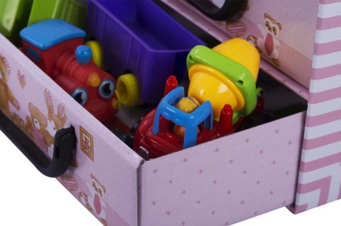 Pudełko kartonowe 4 szuflady pionowe MISIE RÓŻOWE