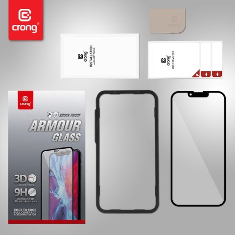 Crong Anti-Bacterial 3D Armour Glass - Szkło hartowane 9H na cały ekran iPhone 13 Pro Max + ramka instalacyjna