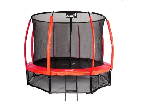 Trampolina Ogrodowa 374cm/12ft Czerwona Maxy Comfort PLUS Z Wewnętrzną siatką