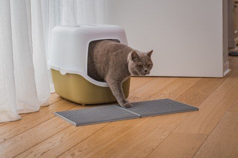 Mata 30x30cm przed kuwetę JASNO-SZARA FIBOO