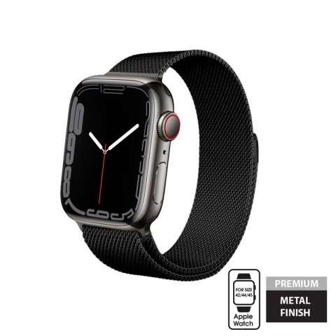 Crong Milano Steel - Pasek ze stali nierdzewnej do Apple Watch 42/44 mm (czarny)